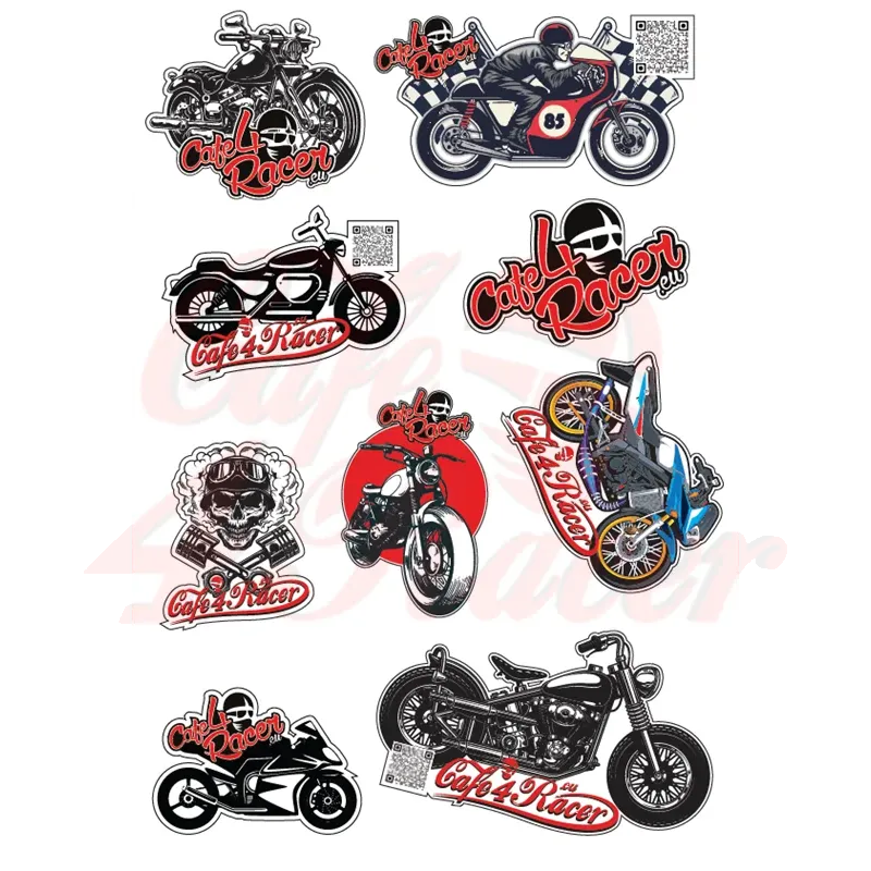 cafe 4 racer - CAFE4RACER biely podklad - Cafe4Racer Emblémy Nálepky Logá 