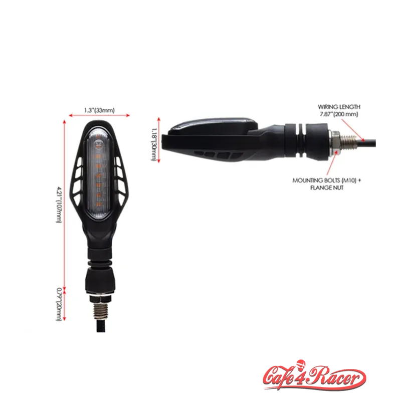 cafe 4 racer - Cobra Motorcycle Sequential LED 3in1 position and brake light with turn signal smoked pair - Cafe4Racer Running light LED turn signal 