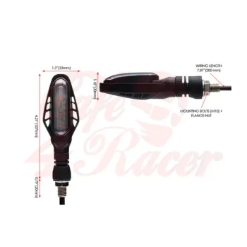 cafe 4 racer - Cobra Motorcycle Sequential LED 2in1 position light with turn signal smoked pair - Cafe4Racer Running light LED turn signal 