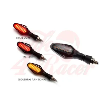 cafe 4 racer - Cobra Motorcycle Sequential 2in1 FRONT 3in1 REAR LED clean lens 4pcs - Cafe4Racer Running light LED turn signal 