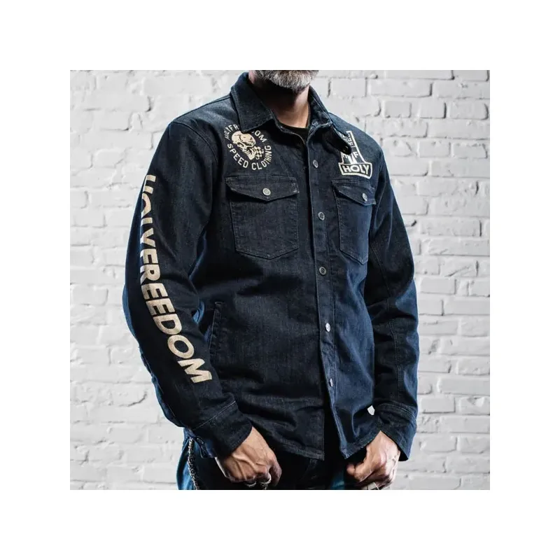 cafe 4 racer - Holy Freedom Genoa Stampato jacket denim - HOLY FREEDOM Jackets 