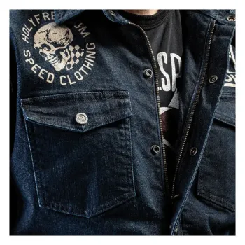 cafe 4 racer - Holy Freedom Genoa Stampato bunda denim - HOLY FREEDOM Bundy 