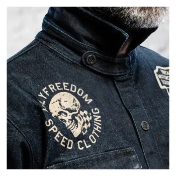 cafe 4 racer - Holy Freedom Genoa Stampato jacket denim - HOLY FREEDOM Jackets 