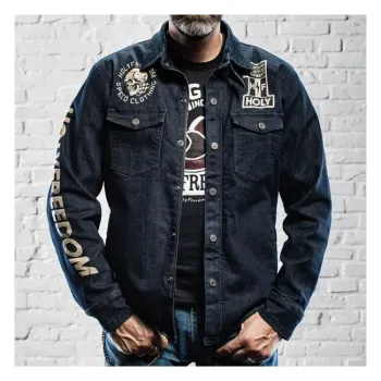 cafe 4 racer - Holy Freedom Genoa Stampato jacket denim - HOLY FREEDOM Jackets 