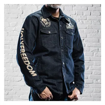 cafe 4 racer - Holy Freedom Genoa Stampato bunda denim - HOLY FREEDOM Bundy 