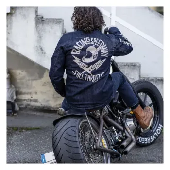 cafe 4 racer - Holy Freedom Genoa Stampato jacket denim - HOLY FREEDOM Jackets 