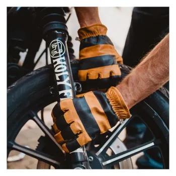 cafe 4 racer - Holy Freedom Pitt Raw gloves black/brown - HOLY FREEDOM Gloves 