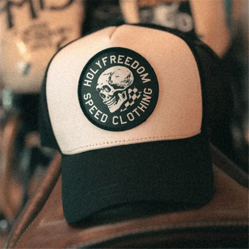 cafe 4 racer - Holy Freedom Skull Cap čepice černá/off white - HOLY FREEDOM Šiltovka 