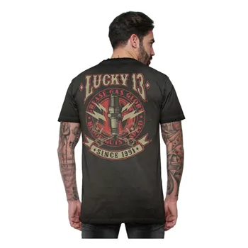 cafe 4 racer - Lucky 13 Amped T-shirt washed black - Lucky 13 T-Shirts 