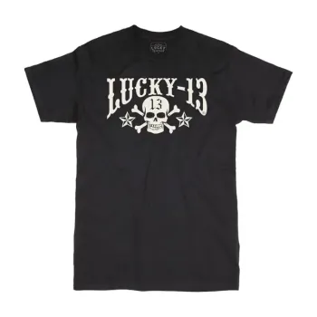 cafe 4 racer - Lucky 13 Skull Stars tričko čierne - Lucky 13 Tričká 