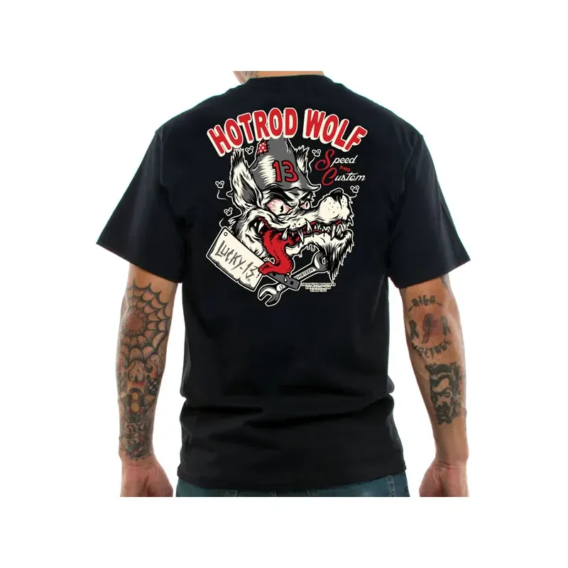 cafe 4 racer - Lucky 13 Tričko Hotrod Wolf - Lucky 13 Trička 