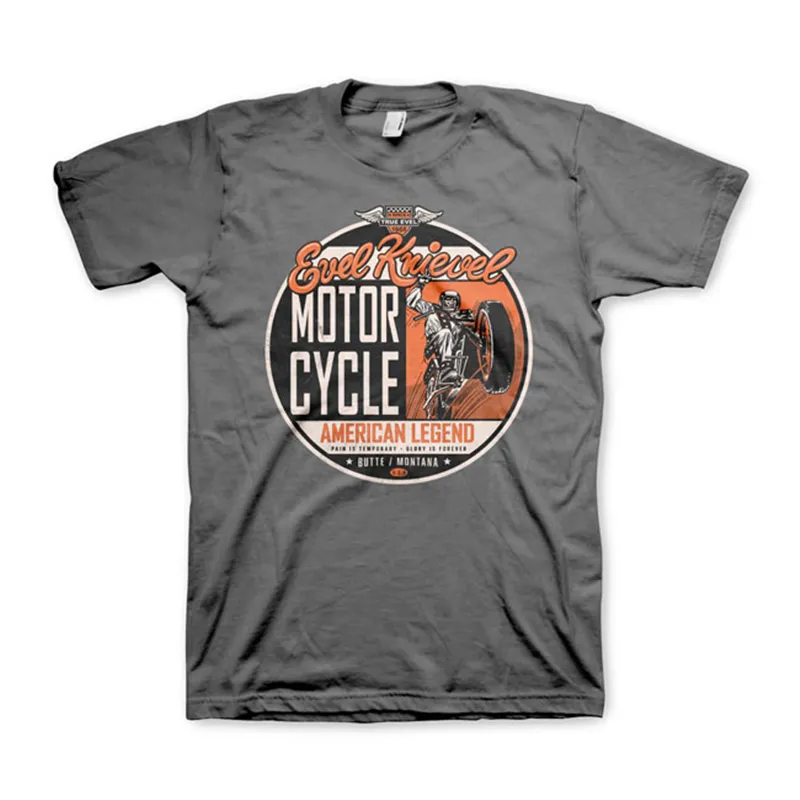 cafe 4 racer - Tričko Evel Knievel American Legend tmavo šedé - Evel Knievel Tričká 