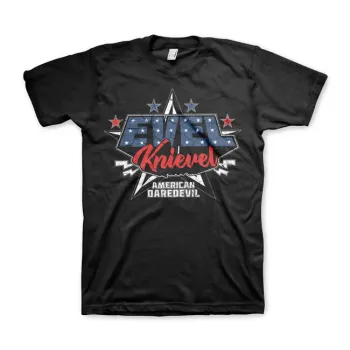 cafe 4 racer - Tričko Evel Knievel Flag čierne - Evel Knievel Tričká 