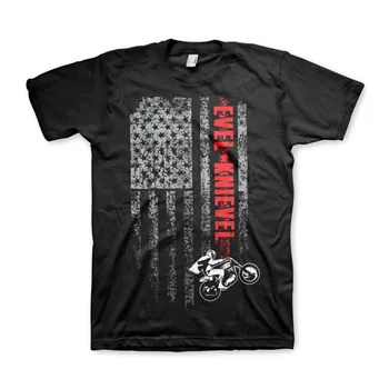 cafe 4 racer - Tričko Evel Knievel Flag černá - Evel Knievel Trička 