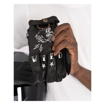 cafe 4 racer - By City Second Skin gloves tattoo black - By City Rukavice 