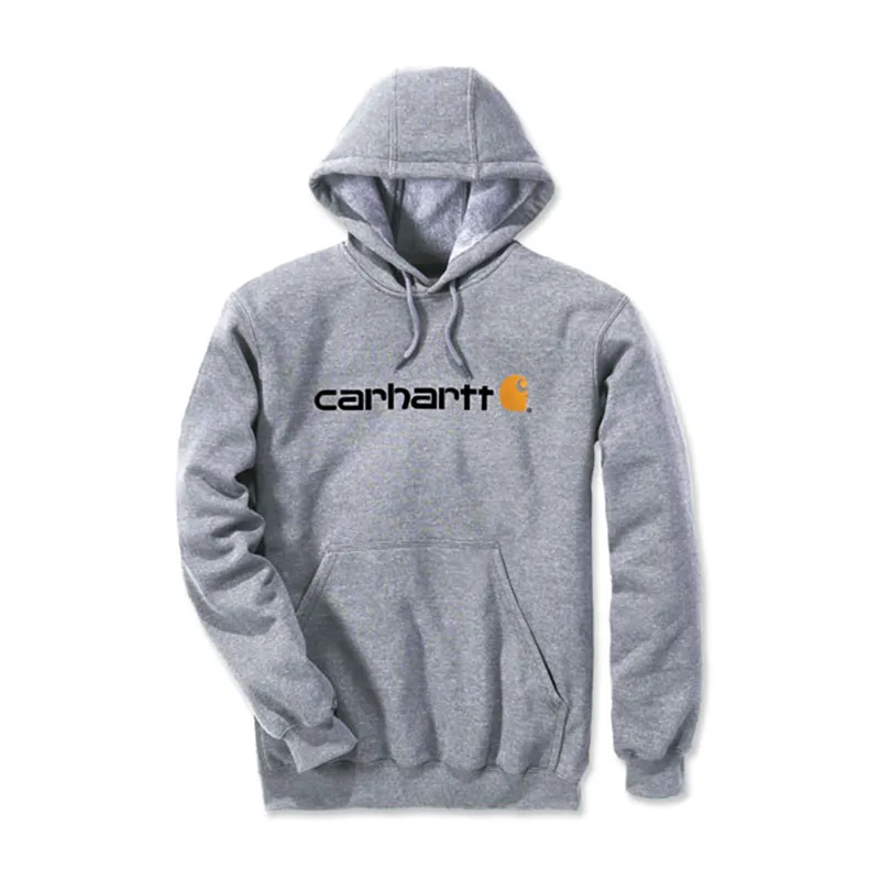 cafe 4 racer - Carhartt Signature logo mikina s kapucňou heather grey - Carhartt Mikiny s kapucňou 