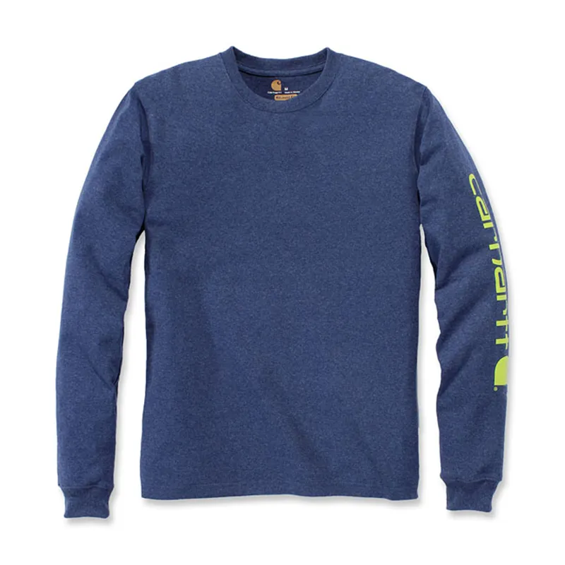 cafe 4 racer - Carhartt Sleeve logo longsleeve dark cobalt blue heather - Carhartt Shirts 