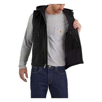 cafe 4 racer - Carhartt Fleecová vesta s kapucňou čierna - Carhartt Vesty 