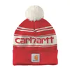 cafe 4 racer - Carhartt čiapka s logom Pom-pom červená zimná biela - Carhartt Zimné čiapky 