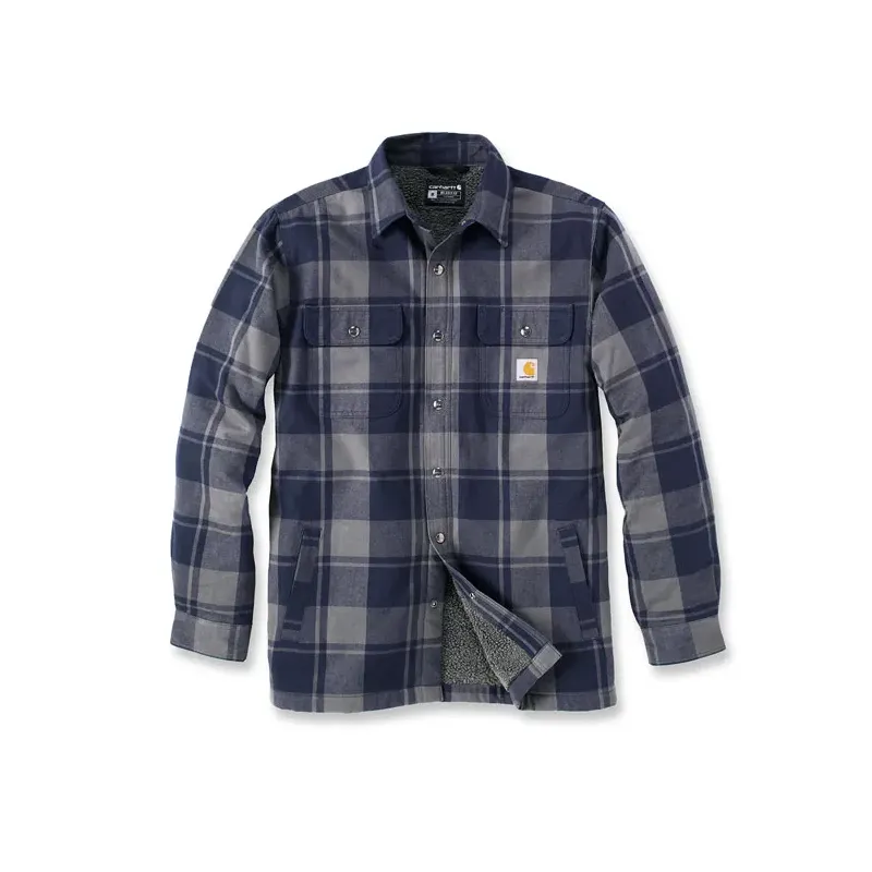 cafe 4 racer - Carhartt Flannel Sherpa-lined shirt navy - Carhartt Shirts 