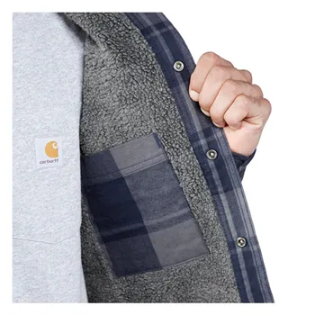 cafe 4 racer - Carhartt Flanelová košeľa s podšívkou Sherpa navy - Carhartt Košile 