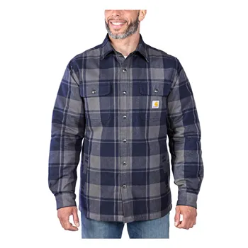 cafe 4 racer - Carhartt Flanelová košeľa s podšívkou Sherpa navy - Carhartt Košile 