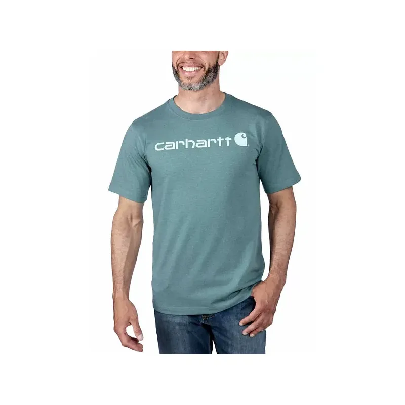 cafe 4 racer - Carhartt Core Logo tričko sea pine heather - Carhartt Tričká 