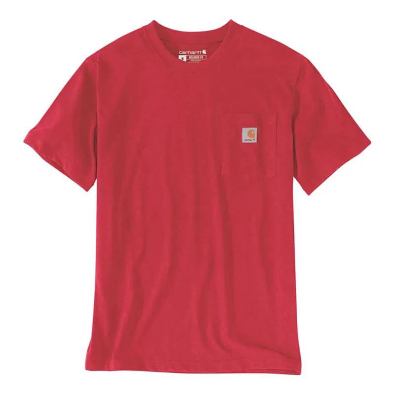 cafe 4 racer - Carhartt K87 Pocket S/S tričko fire red heather - Carhartt Tričká 