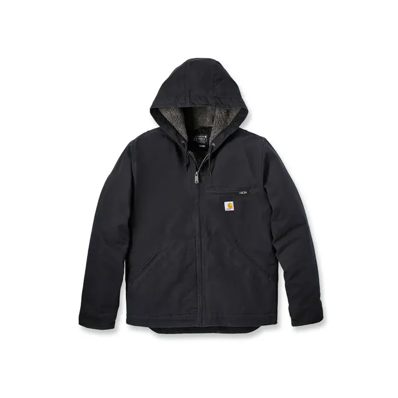 cafe 4 racer - *2 TÝŽDNE EXTRA TRANZITNÉHO ČASU* Carhartt Washed Duck Sherpa Lined Jacket Black - Carhartt Bundy 