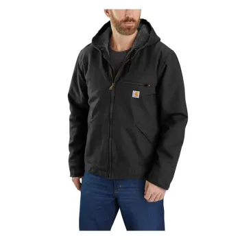 cafe 4 racer - *2 TÝŽDNE EXTRA TRANZITNÉHO ČASU* Carhartt Washed Duck Sherpa Lined Jacket Black - Carhartt Bundy 