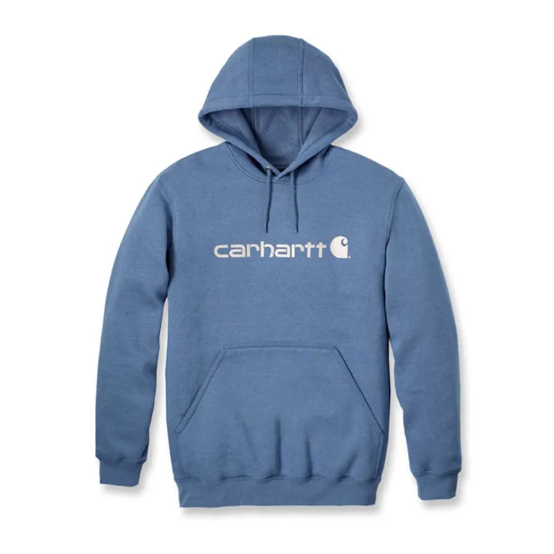 cafe 4 racer - Carhartt Signature Logo Mikina Thundercloud Heather - Carhartt Mikiny s kapucňou 