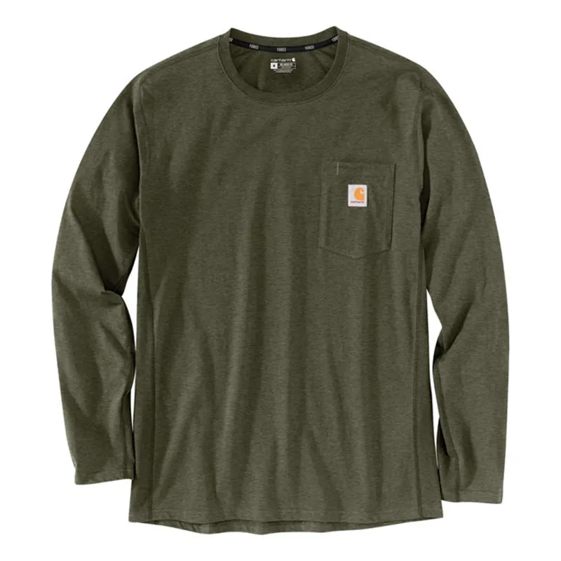 cafe 4 racer - Carhartt Force Flex Pocket T-Shirt L/S Basil Heather - Carhartt Košile 