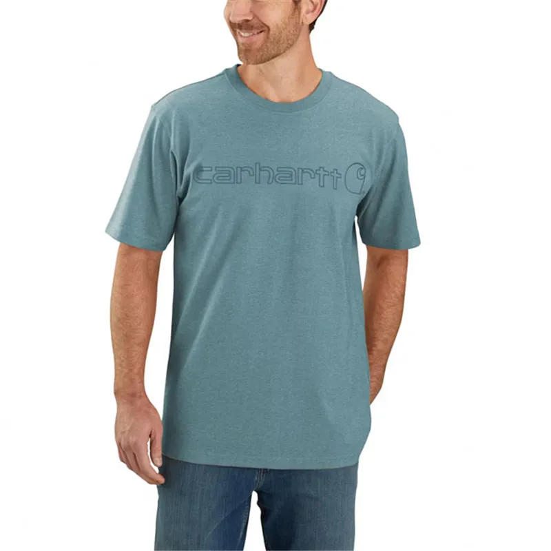 cafe 4 racer - Carhartt Core Logo tričko S/S summer blue heather - Carhartt Tričká 