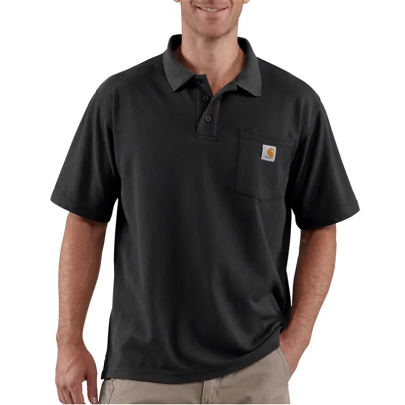 cafe 4 racer - Carhartt Midweight S/S Pocket Polo black - Carhartt T-Shirts 