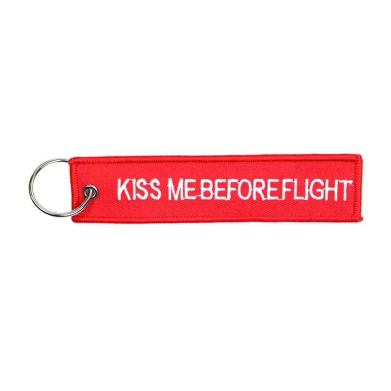 cafe 4 racer - Kiss Me Before Flight keychain red - Army Surplus Key Chain 