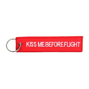 cafe 4 racer - Kiss Me Before Flight keychain red - Army Surplus Key Chain 