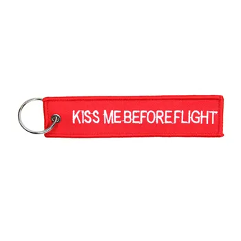 cafe 4 racer - Kiss Me Before Flight keychain red - Army Surplus Key Chain 