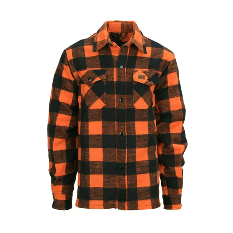 cafe 4 racer - Lumberjack flannel shirt checkered orange/black - Army Surplus Shirts 
