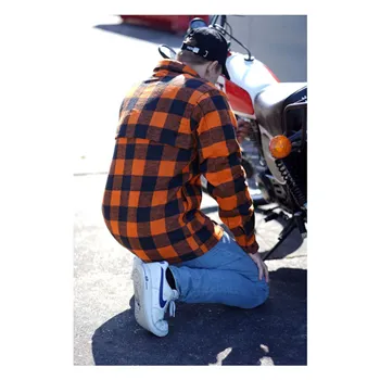 cafe 4 racer - Lumberjack flannel shirt checkered orange/black - Army Surplus Shirts 