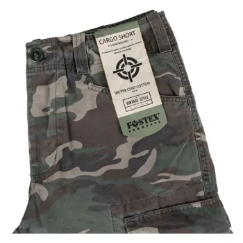 cafe 4 racer - Fostex Cargo short woodland stonewashed - Army Surplus Kraťasy 