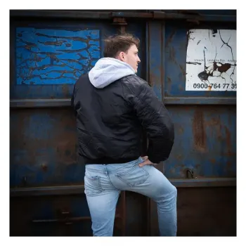 cafe 4 racer - MA-1 hooded bomber jack black - Army Surplus Jackets 