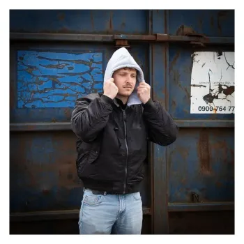 cafe 4 racer - MA-1 hooded bomber jack black - Army Surplus Jackets 