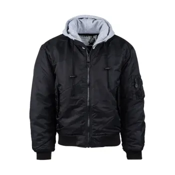 cafe 4 racer - MA-1 hooded bomber jack black - Army Surplus Jackets 