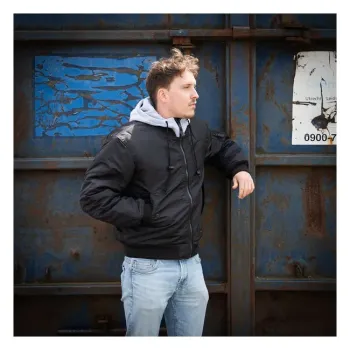 cafe 4 racer - MA-1 hooded bomber jack black - Army Surplus Jackets 