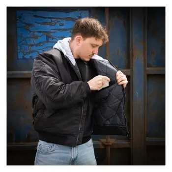 cafe 4 racer - MA-1 hooded bomber jack black - Army Surplus Jackets 