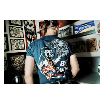 cafe 4 racer - Down-n-Out Big Bore t-shirt navy blue - Down-n-Out T-Shirts 