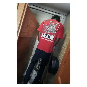 cafe 4 racer - Down-n-Out Gettin Fried t-shirt red - Down-n-Out T-Shirts 