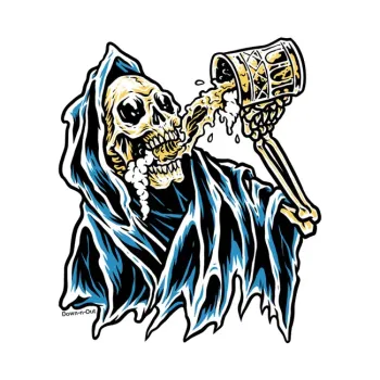 cafe 4 racer - Down-n-Out Beer reaper sticker - Down-n-Out Stickers 