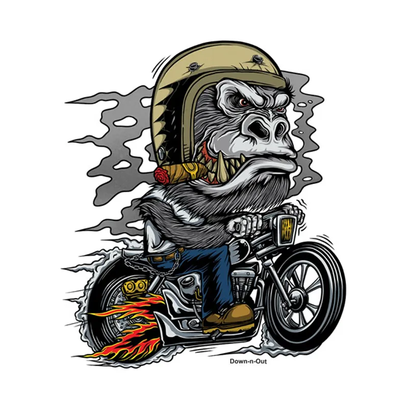 cafe 4 racer - Down-n-Out Kustom Kulture gorilla sticker - Down-n-Out Stickers 