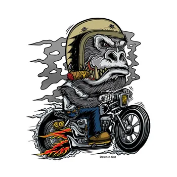 cafe 4 racer - Down-n-Out Kustom Kulture gorila nálepka - Down-n-Out Nálepky 